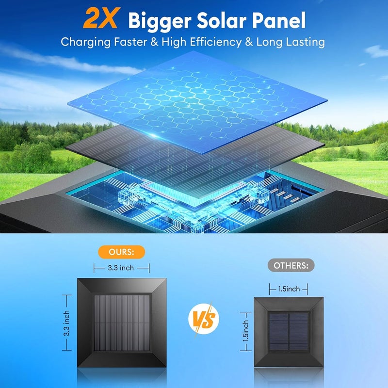 LET MY 2X Bigger Size Solar Post Cap Lights Outdoor 4 Pack, 56 Brighter LEDs Fence Post Solar Lights Outdoor Waterproof with 3 Modes for 4x4, 5x5 or 6x6 Vinyl Wooden Posts - Image 5